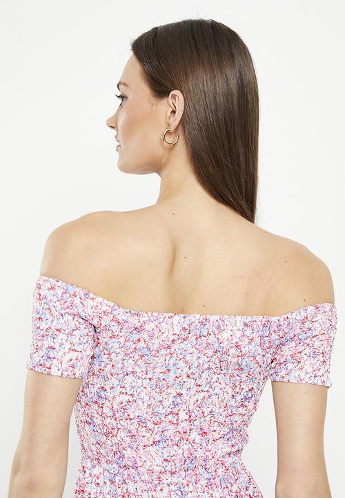 Stella Morgan - Off the shoulder floral printed dress - multi pink