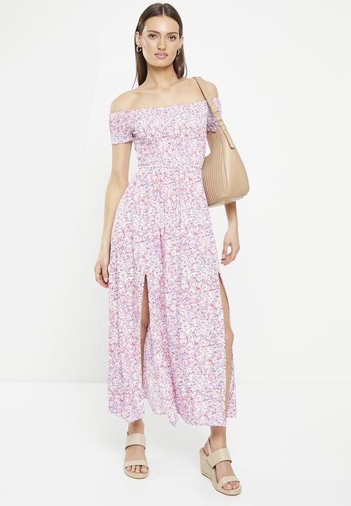 Stella Morgan - Off the shoulder floral printed dress - multi pink