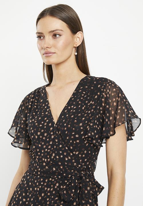 Stella Morgan - Chiffon midi wrap dress - black