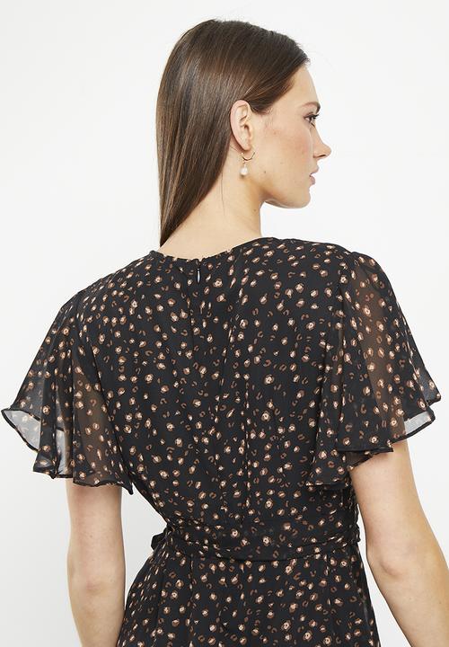 Stella Morgan - Chiffon midi wrap dress - black
