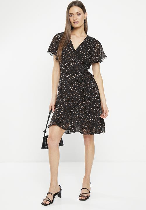 Stella Morgan - Chiffon midi wrap dress - black