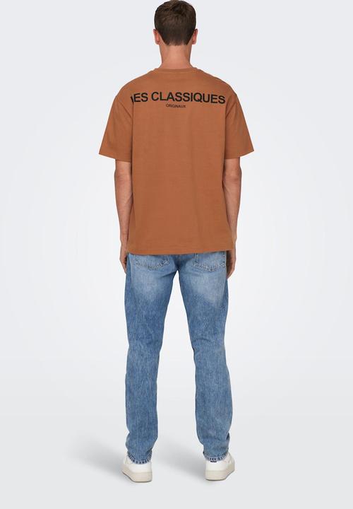 Only & Sons - Onsles classiques rlx hvy short sleeve tee - tobacco brown