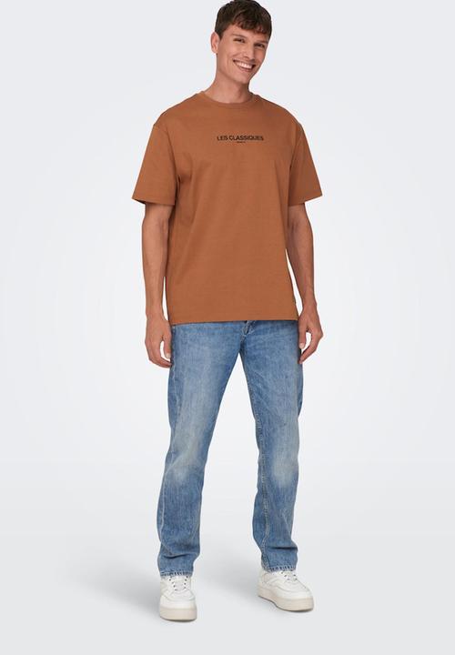 Only & Sons - Onsles classiques rlx hvy short sleeve tee - tobacco brown