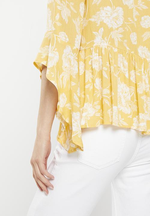Stella Morgan - Bell sleeve printed blouse - mustard