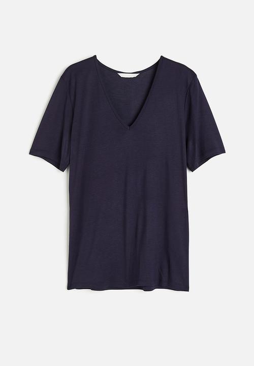 H&M - V-neck t-shirt - dark blue