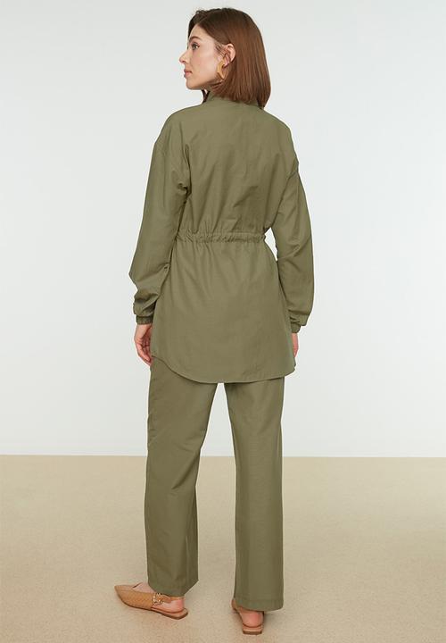 Trendyol - Modest shirt and pant set - khaki