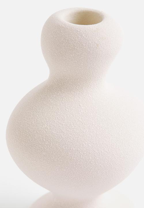 H&M - Stoneware candlestick - natural white 
