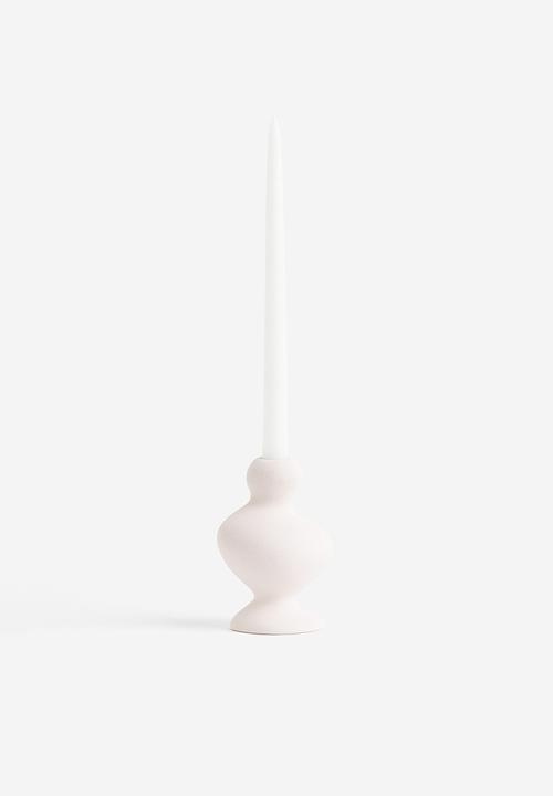 H&M - Stoneware candlestick - natural white 