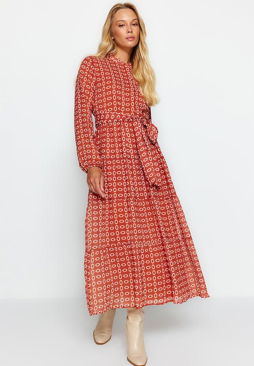 Trendyol - Modest button down maxi dress - orange