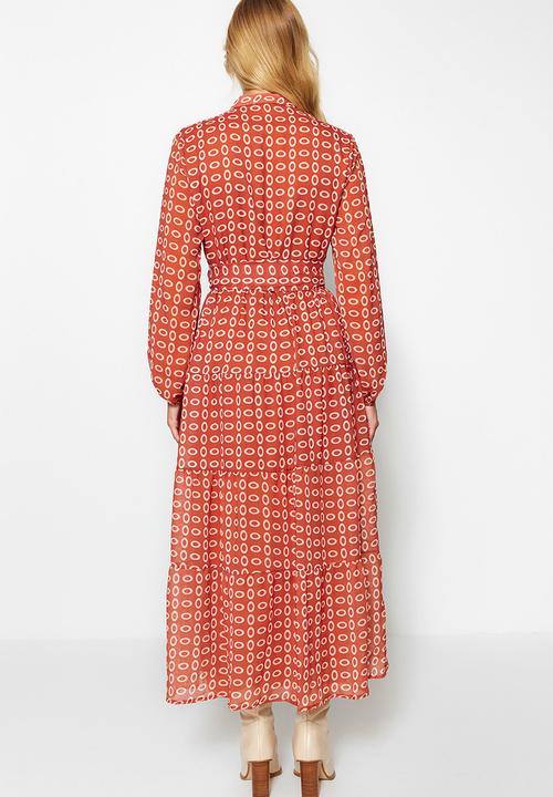 Trendyol - Modest button down maxi dress - orange