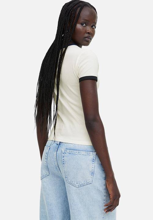 H&M - Fitted cotton top - cream sail away 