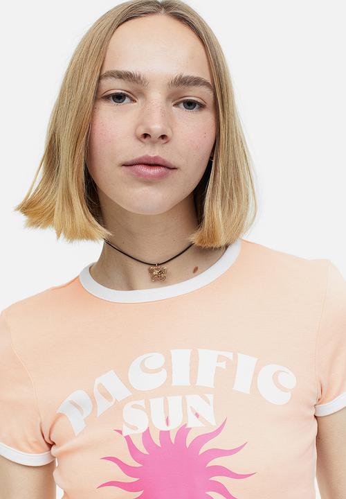 H&M - Fitted cotton top - apricot pacific sun