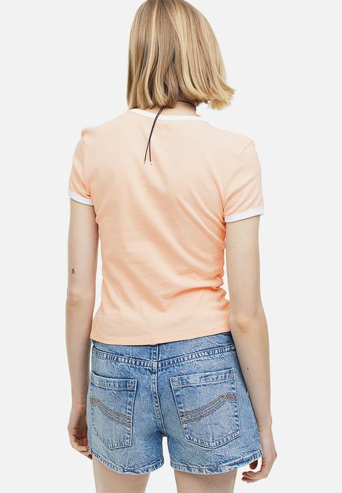 H&M - Fitted cotton top - apricot pacific sun
