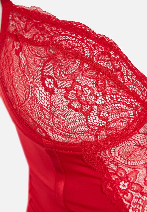 Trendyol - Plus lace underwear set - red