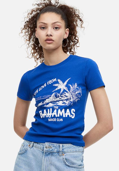 H&M - Fitted cotton top - bright blue bahamas 