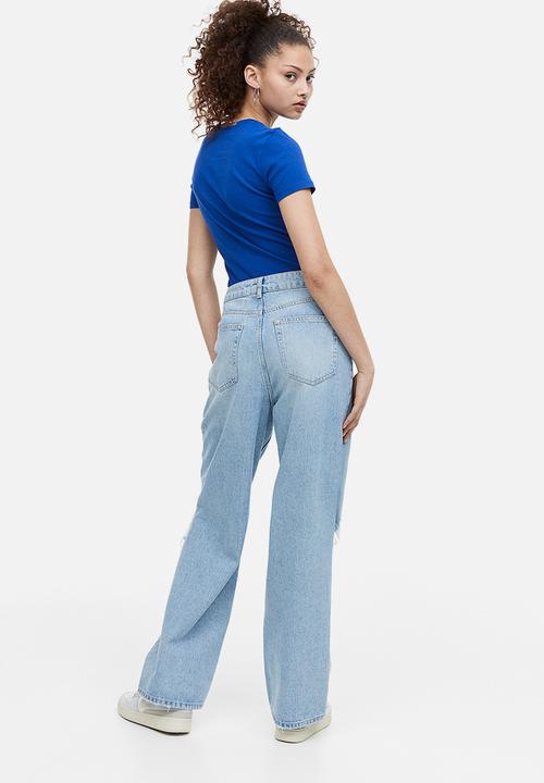 H&M - Fitted cotton top - bright blue bahamas 