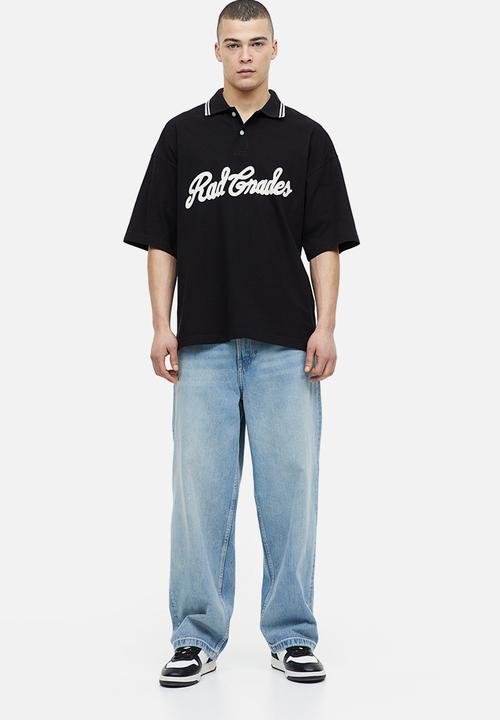 H&M - Oversized fit polo shirt - black rad grades