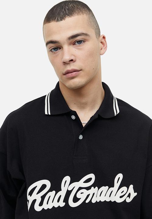 H&M - Oversized fit polo shirt - black rad grades