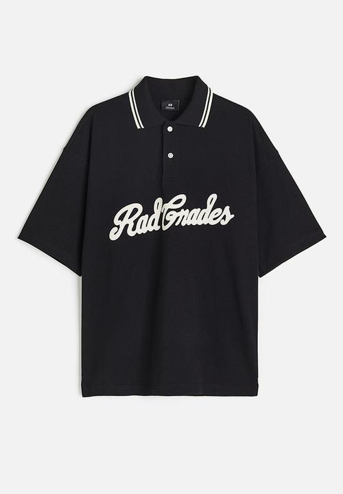 H&M - Oversized fit polo shirt - black rad grades
