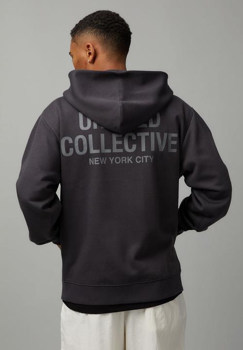 Factorie - Relaxed unified zip thru hoodie - slate/unified block