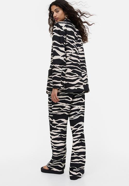 H&M - Double-breasted blazer - black zebra-print 