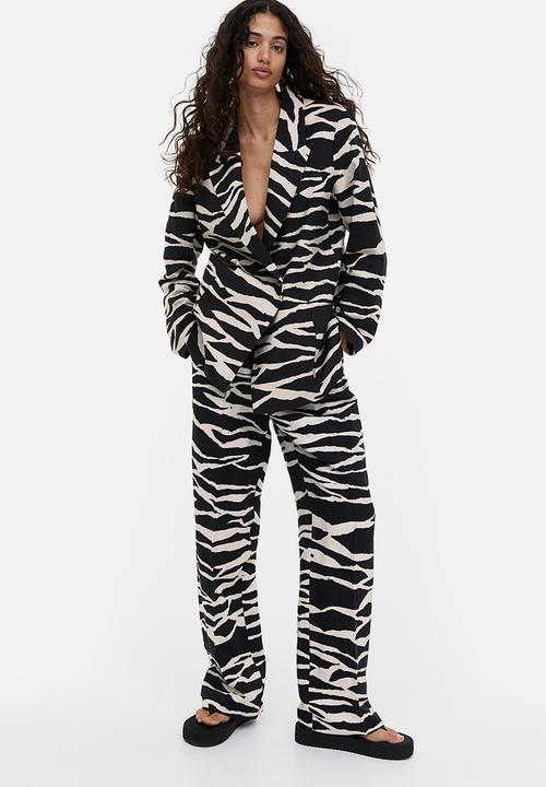 H&M - Double-breasted blazer - black zebra-print 