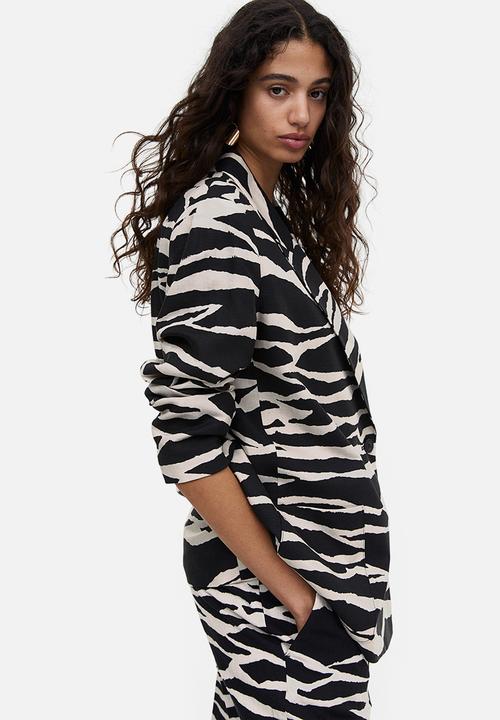 H&M - Double-breasted blazer - black zebra-print 