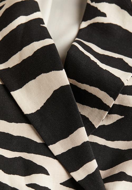 H&M - Double-breasted blazer - black zebra-print 