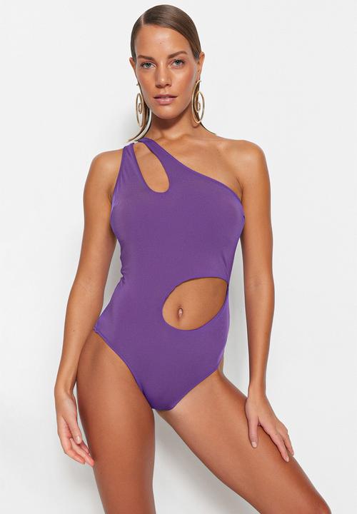 Trendyol - Cut out one piece swimsuit - purple