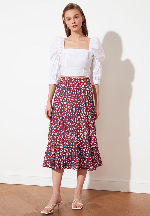 Trendyol - Animal ruffle hem midi skirt - multi