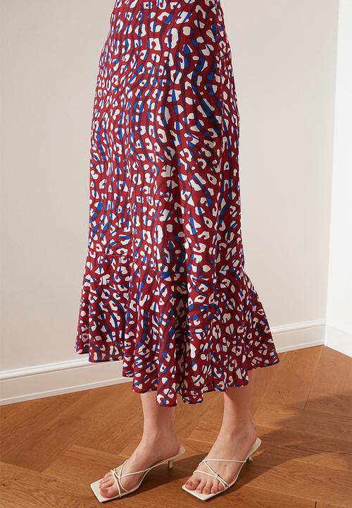 Trendyol - Animal ruffle hem midi skirt - multi