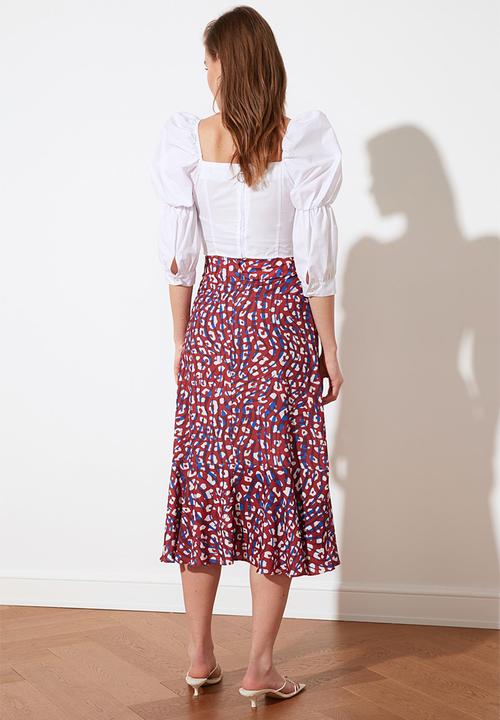 Trendyol - Animal ruffle hem midi skirt - multi