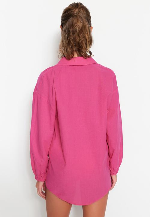 Trendyol - Oversize balloon sleeve shirt - pink