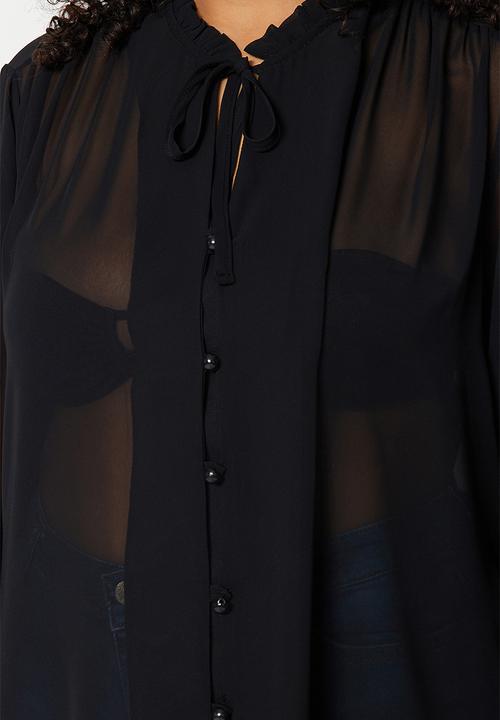 Trendyol - Plus mandarin collar blouse - black