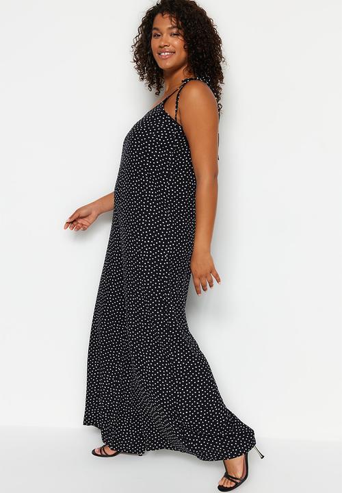 Trendyol - Plus polka dot maxi jumpsuit - black