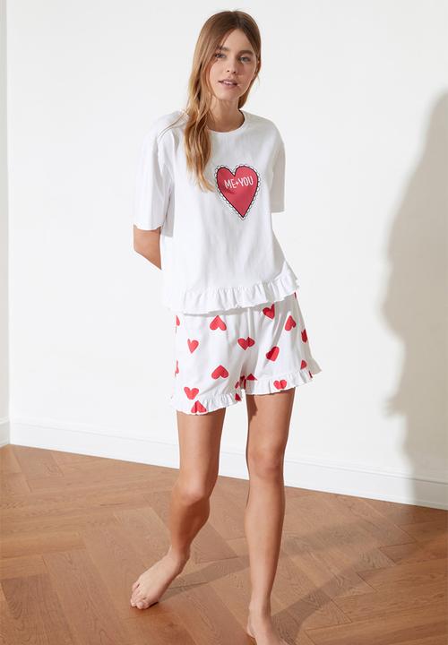 Trendyol - Short hearts pajama set - multi