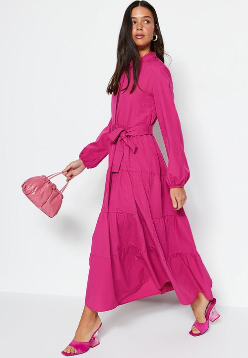 Trendyol - Modest tiered dress - pink