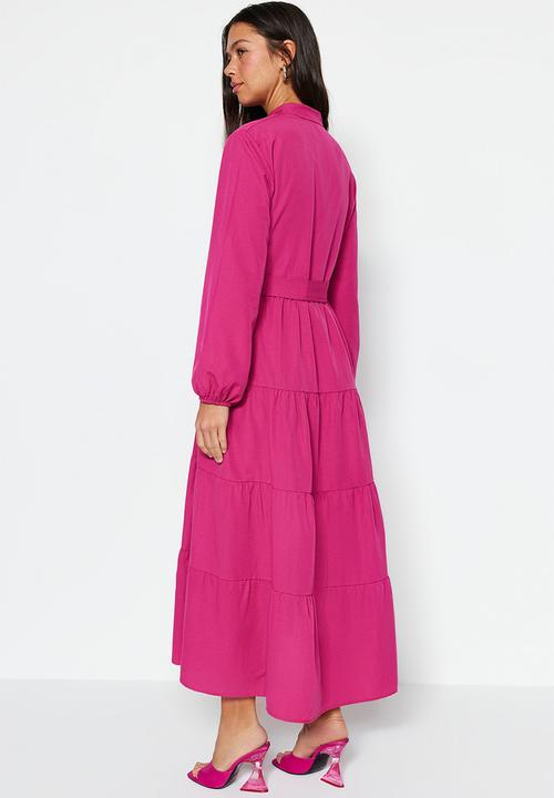 Trendyol - Modest tiered dress - pink