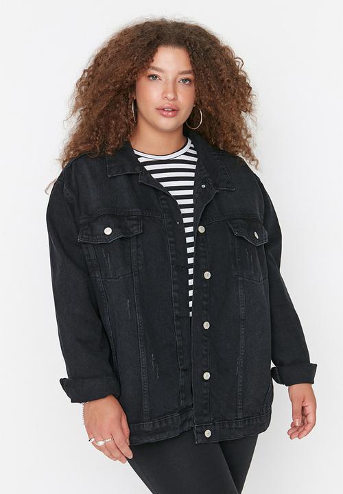 Trendyol - Plus oversize demin jacket - black