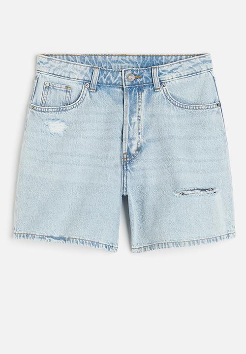 H&M - Bermuda high denim shorts - pale denim blue 