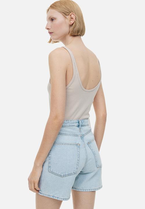 H&M - Bermuda high denim shorts - pale denim blue 