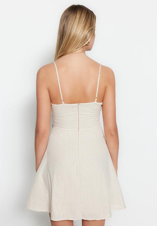Trendyol - Wrapover a-line mini dress - gray