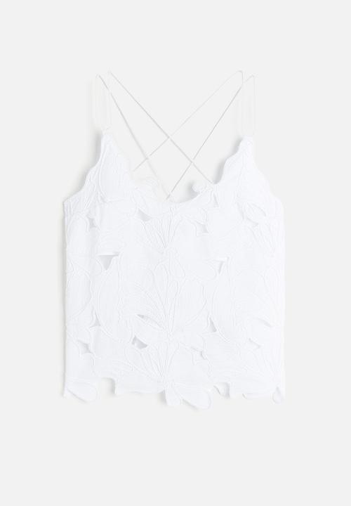 H&M - Embroidered top - white