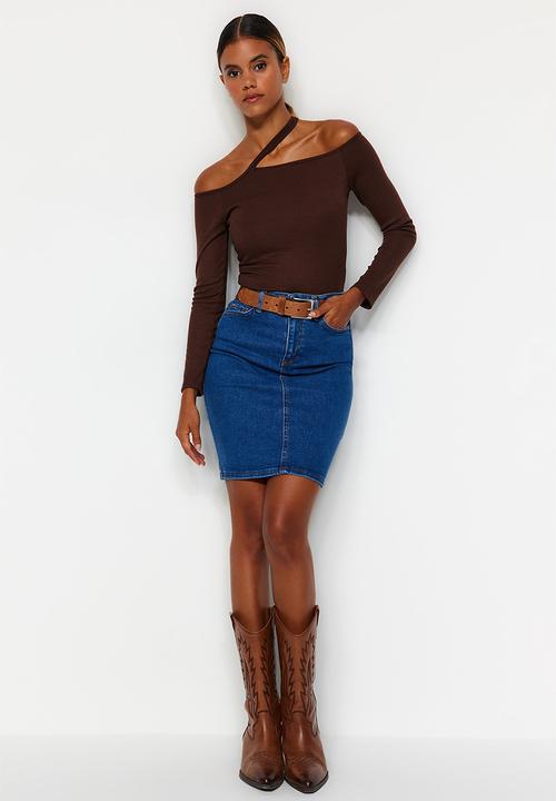 Trendyol - Denim pencil skirt - blue
