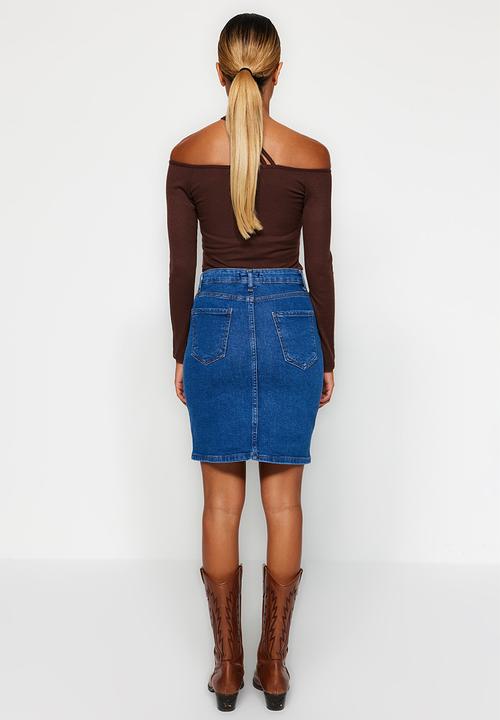 Trendyol - Denim pencil skirt - blue