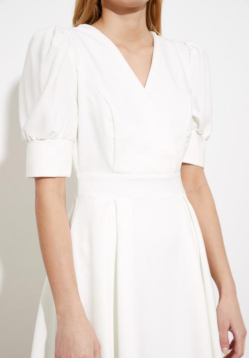 Trendyol - Short balloon sleeve mini dress - ecru