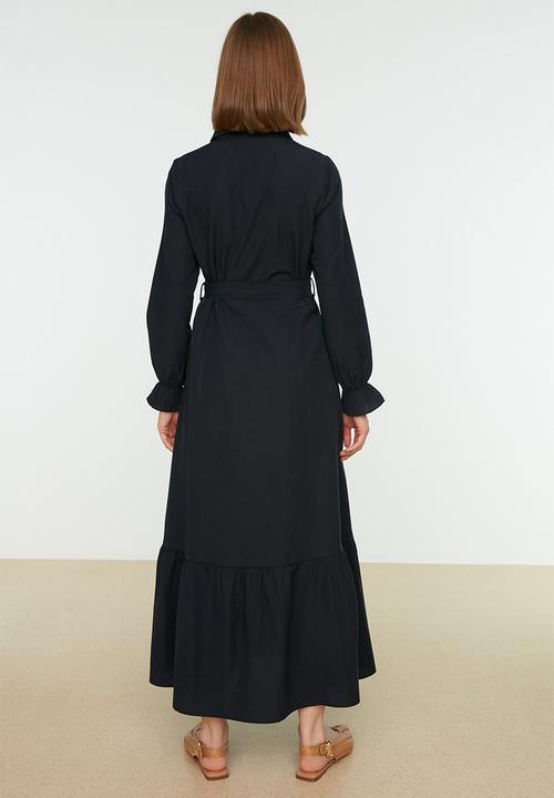 Trendyol - Modest belted shirt dress - navy