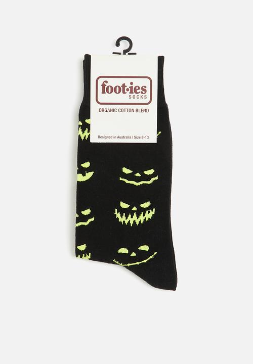 Foot-ies - Scary night organic cotton sock - black