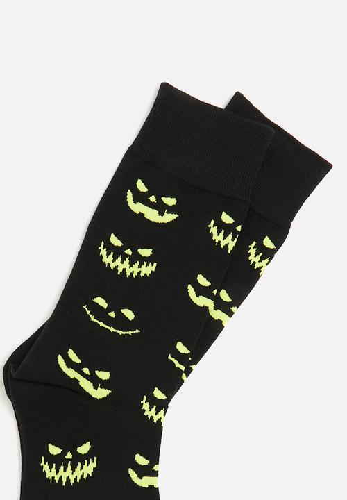 Foot-ies - Scary night organic cotton sock - black