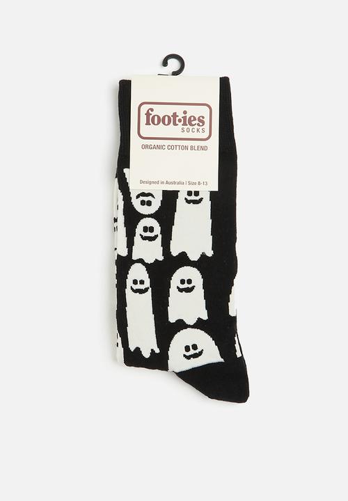 Foot-ies - Friendly ghost organic cotton sock - black